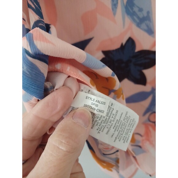 J. Crew pink floral mock neck sheer overlay blouse womens 4 feminine spring top - Picture 6 of 8